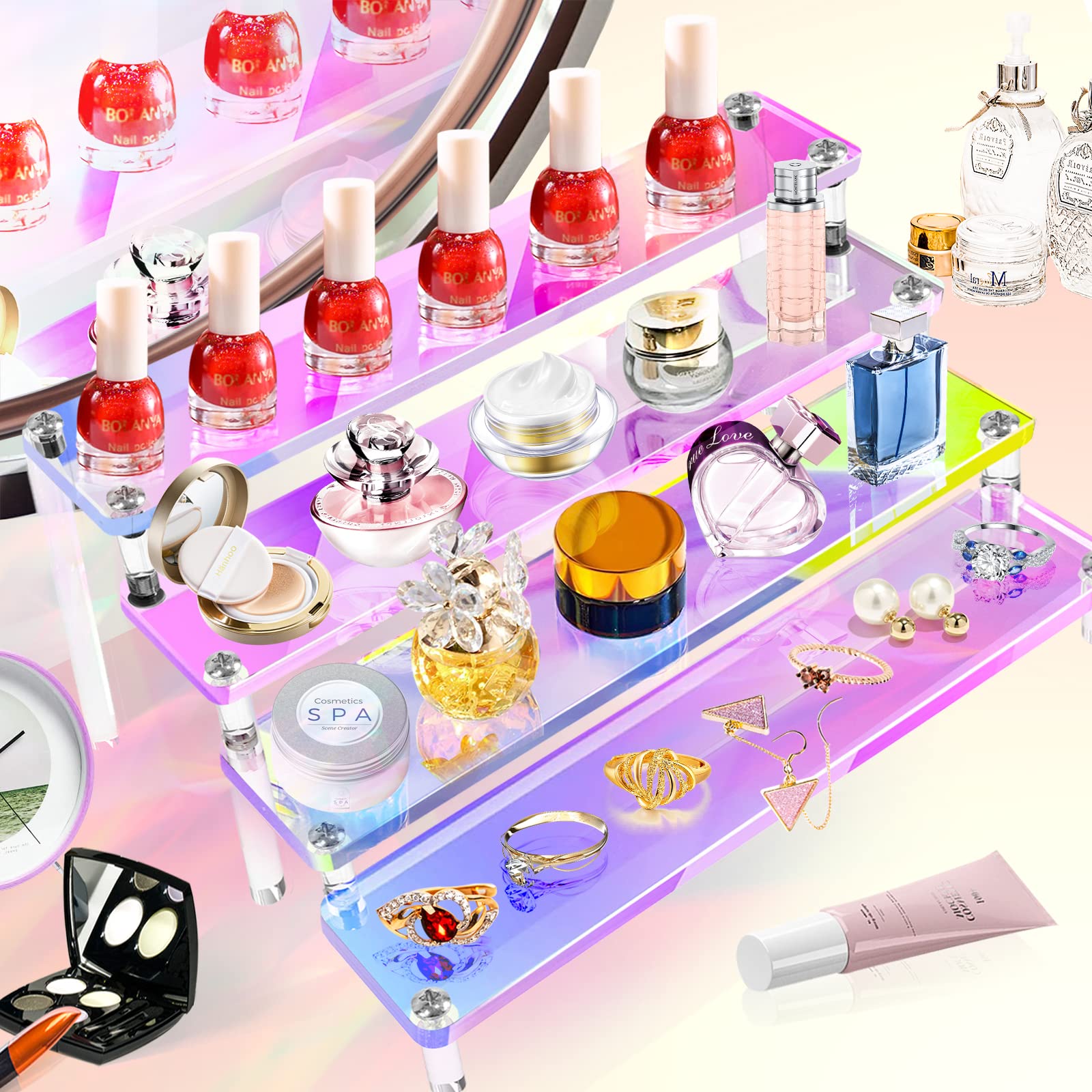 1-5 Tier Iridescent Acrylic Di - Cupcake Stand Tier 评论和价格