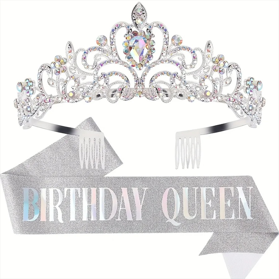 2pcs/Set Bling Rhinestone Crys - Birthday Sash Glitter 评论和价格