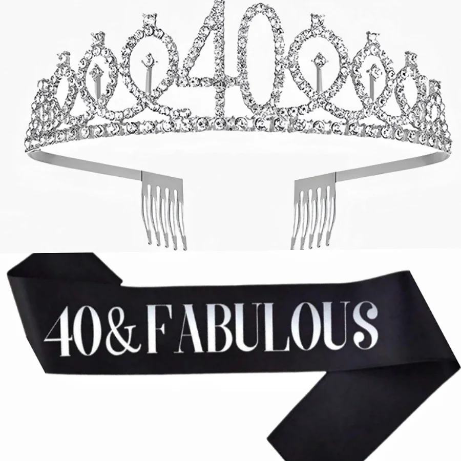 Glitter Silvery Birthday Tiara - Birthday Sash Glitter 评论和价格