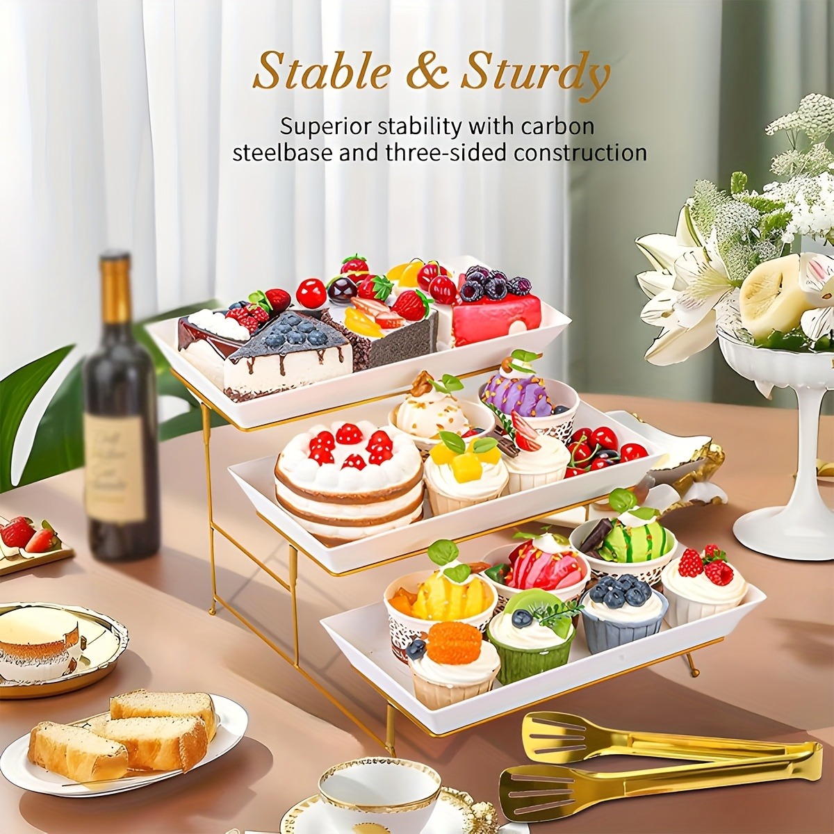 White Tiered Serving Stand + T - Cupcake Stand Tier 评论和价格