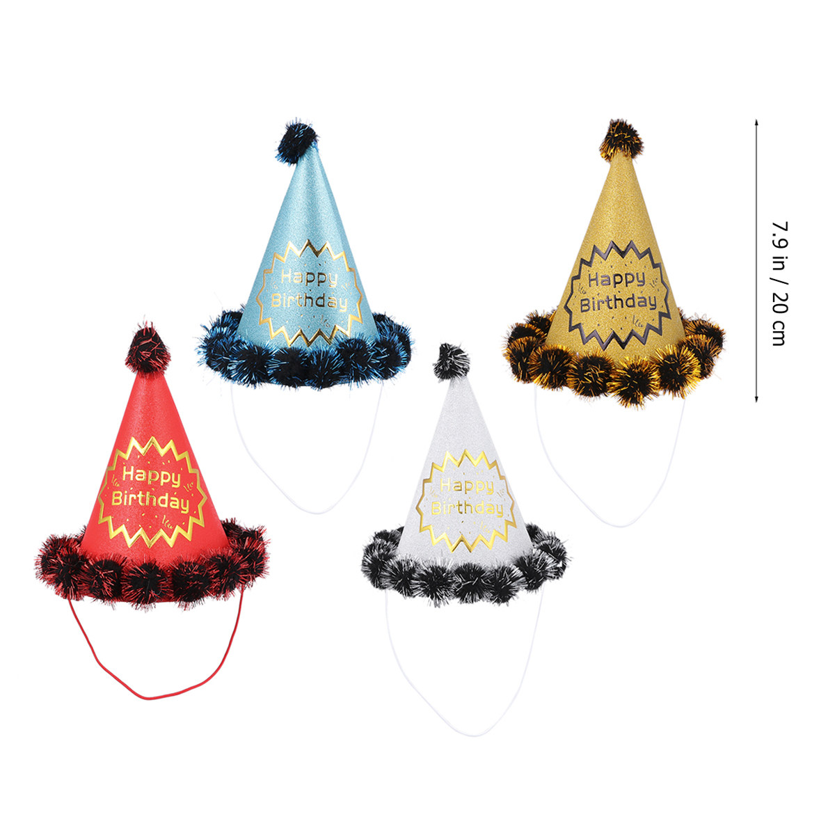 4pcs Glitter Birthday Hats Shi - Party Hat Cone 评论和价格