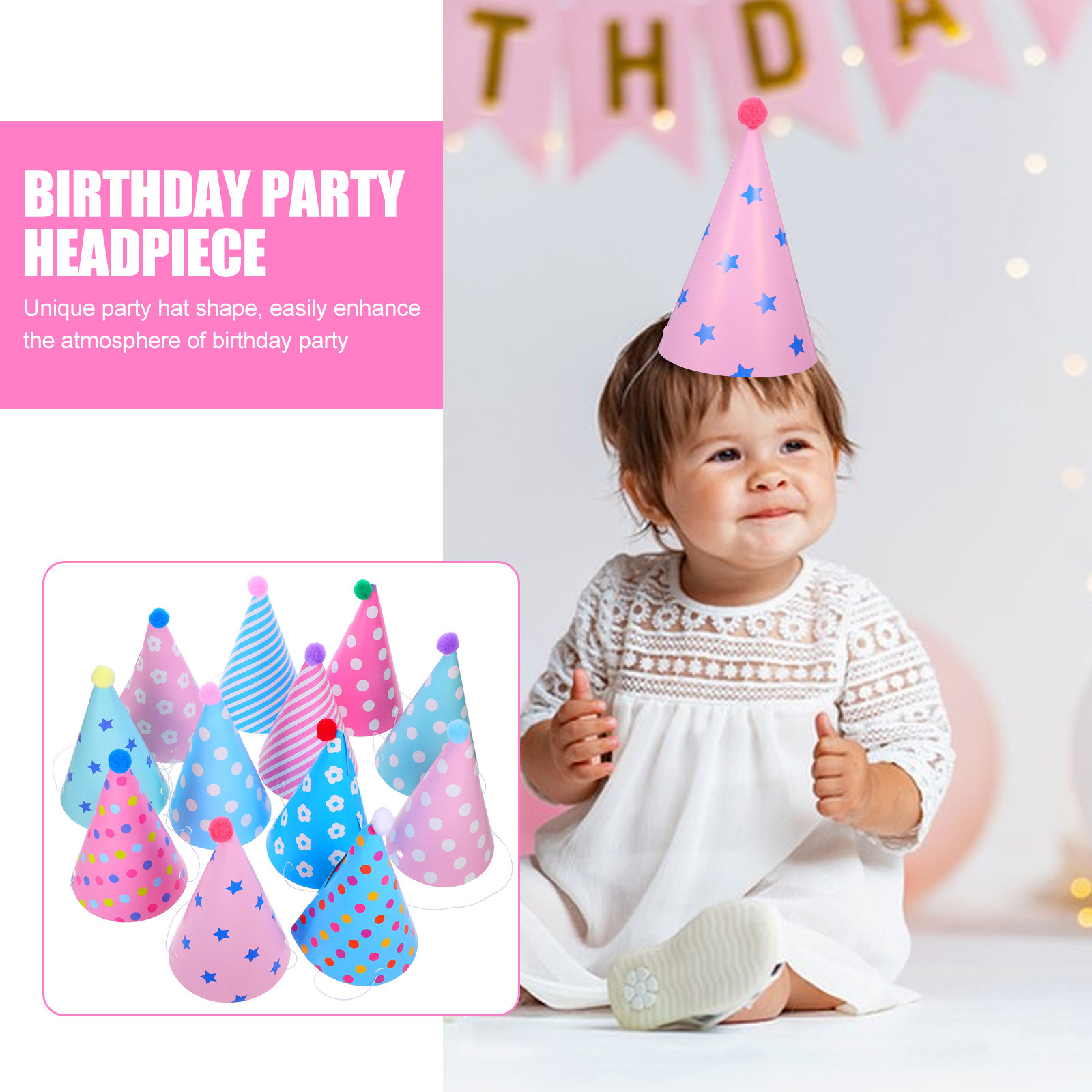 12Pcs Cone Birthday Hats Paper - Party Hat Cone 评论和价格