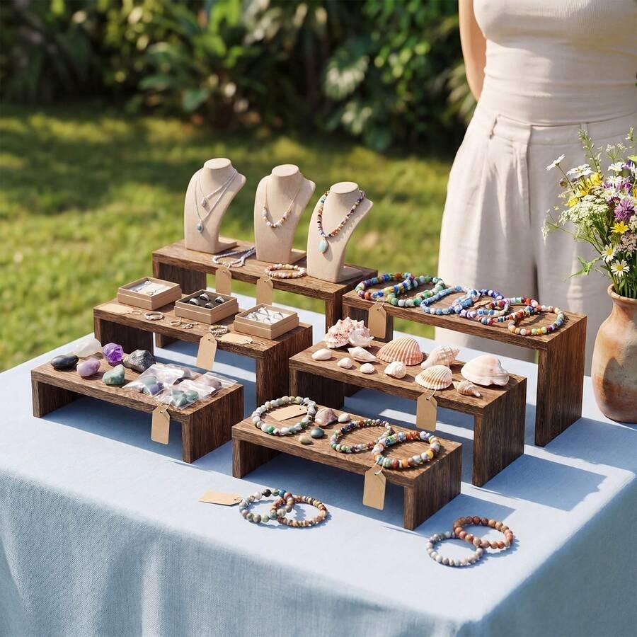 6pcs Display Wood Stand, Woode - Cupcake Stand Tier 评论和价格
