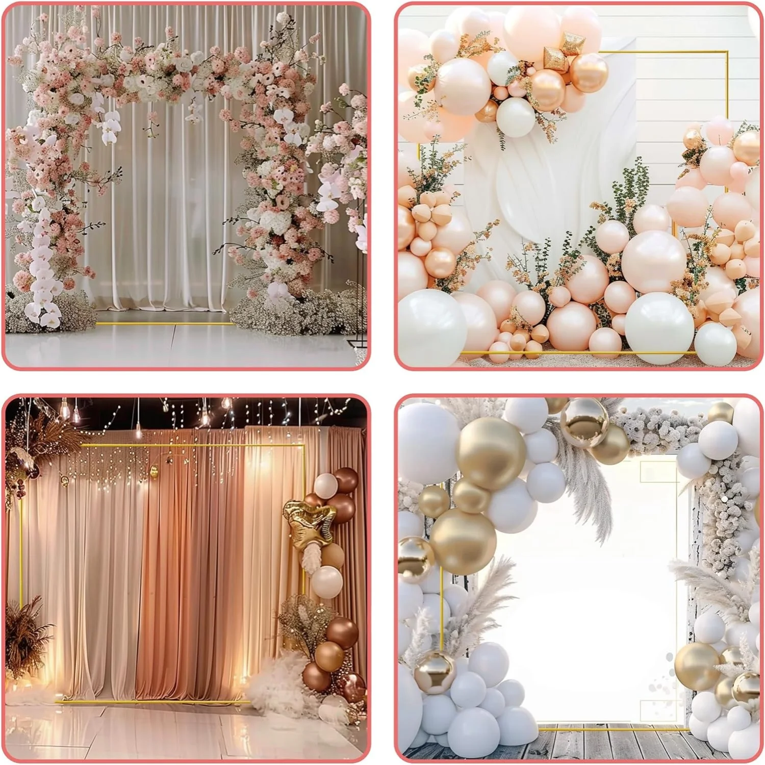 Gold Wedding Arches Square Bac - Balloon Arch Kit 评论和价格